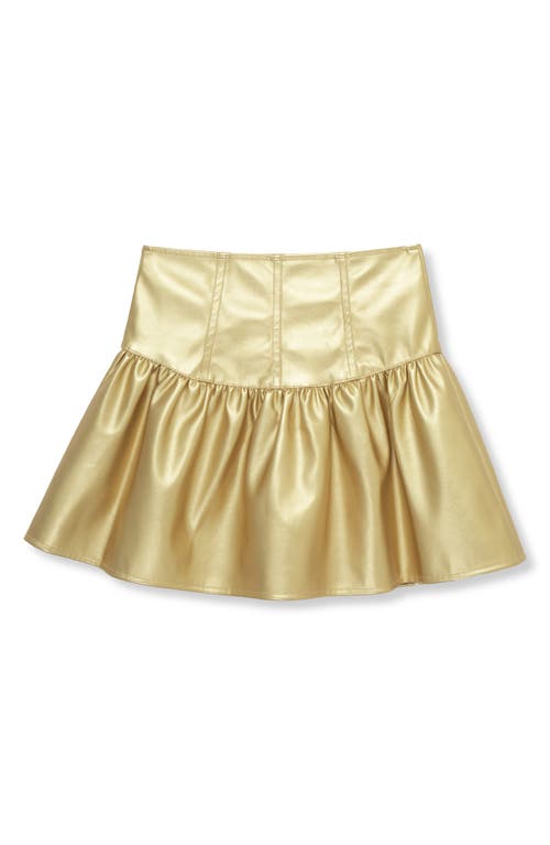 Shop Habitual Kids Kids' Asymmetric Metallic Ruffle Skirt In Gold