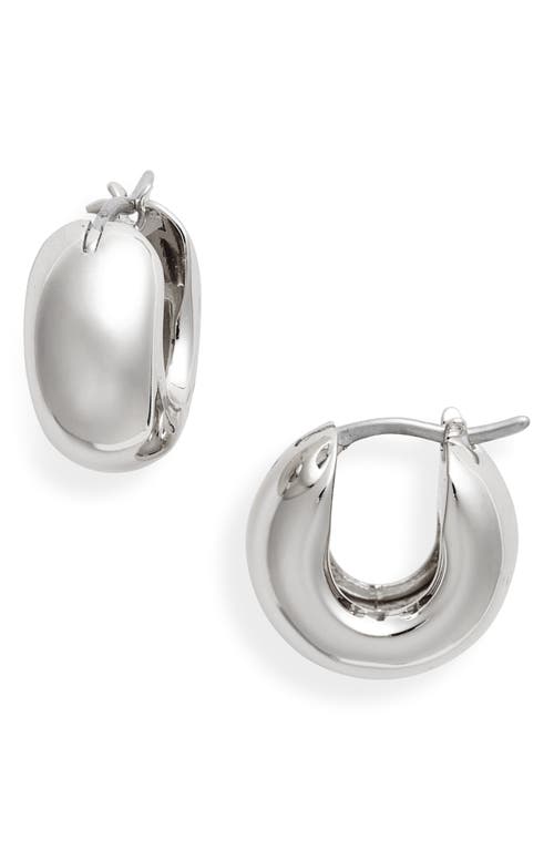 Chubby Huggie Hoop Earrings in High Polished Silver