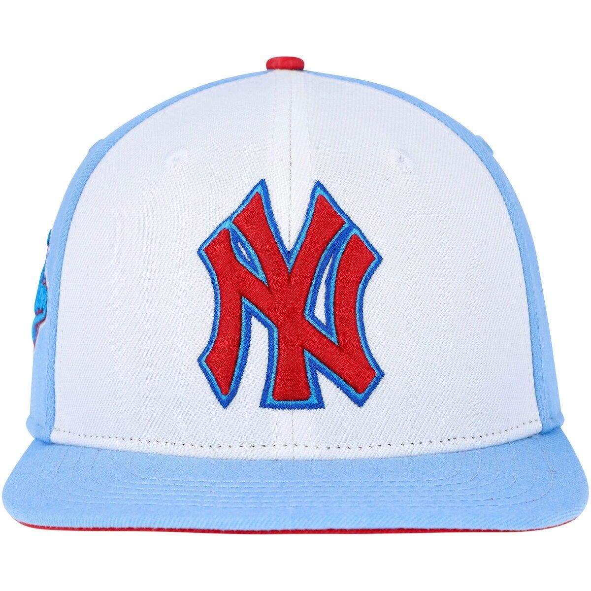 PRO STANDARD Men's Pro Standard White/Light Blue New York Yankees Blue Raspberry Ice Cream Drip