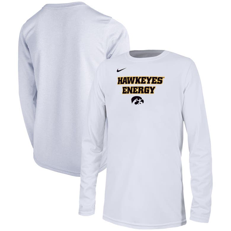 Nike Kids' Youth   White Iowa Hawkeyes 2024 On-court Bench Energy T-shirt