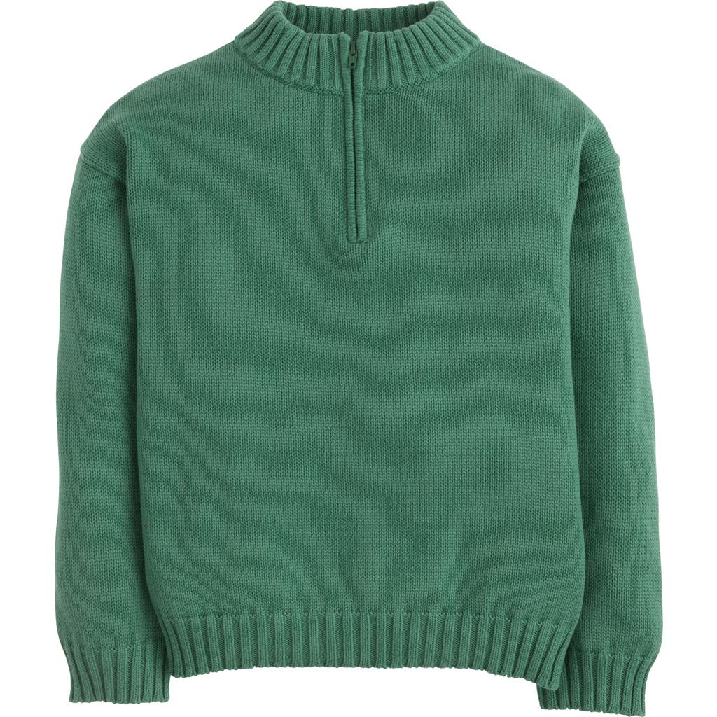 Little English Kids' Quarter Zip Sweater In Hunter Green