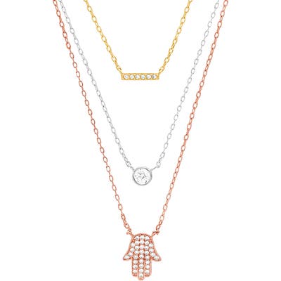 Lesa Michele Hamsa Triple Layer Necklace