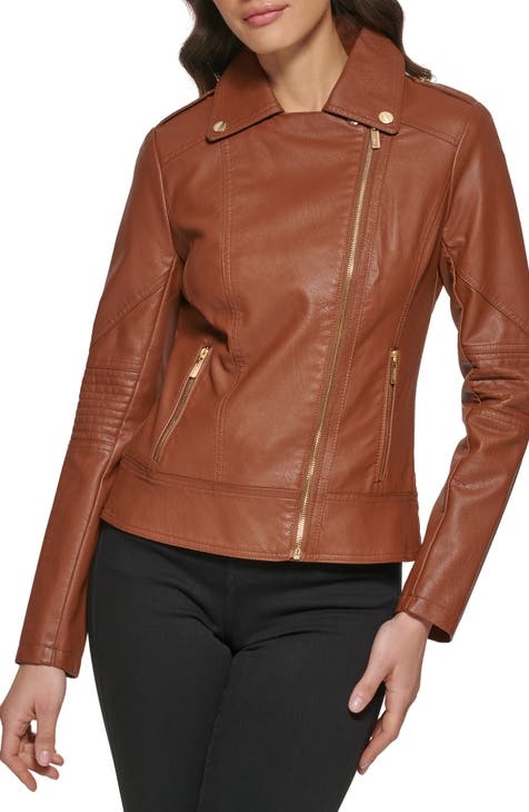 Faux Leather Asymmetrical Moto Jacket