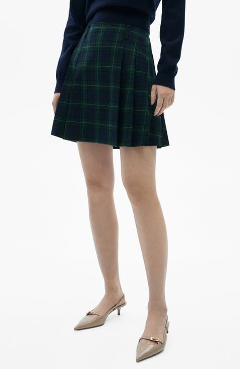 Halogen blue plaid floral skirt best sale