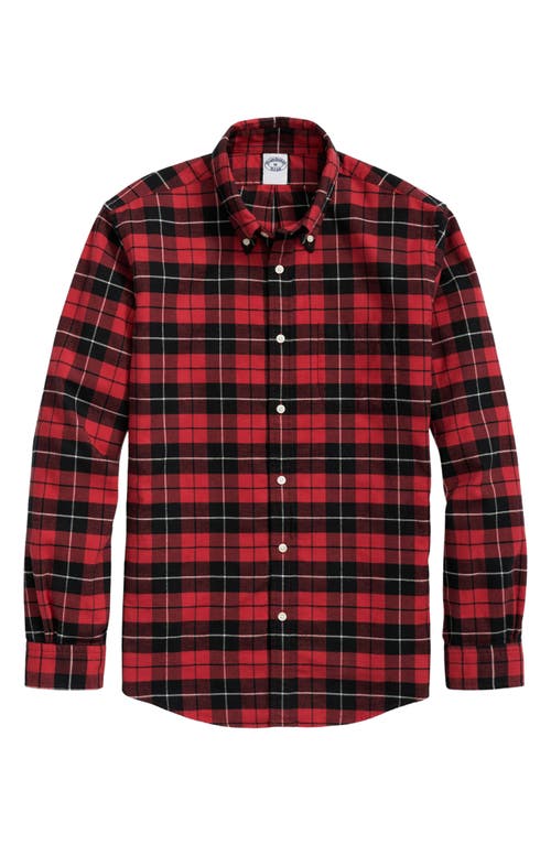 Brooks Brothers Plaid Cotton Flannel Button-Down Sport Shirt Redplaid at Nordstrom,