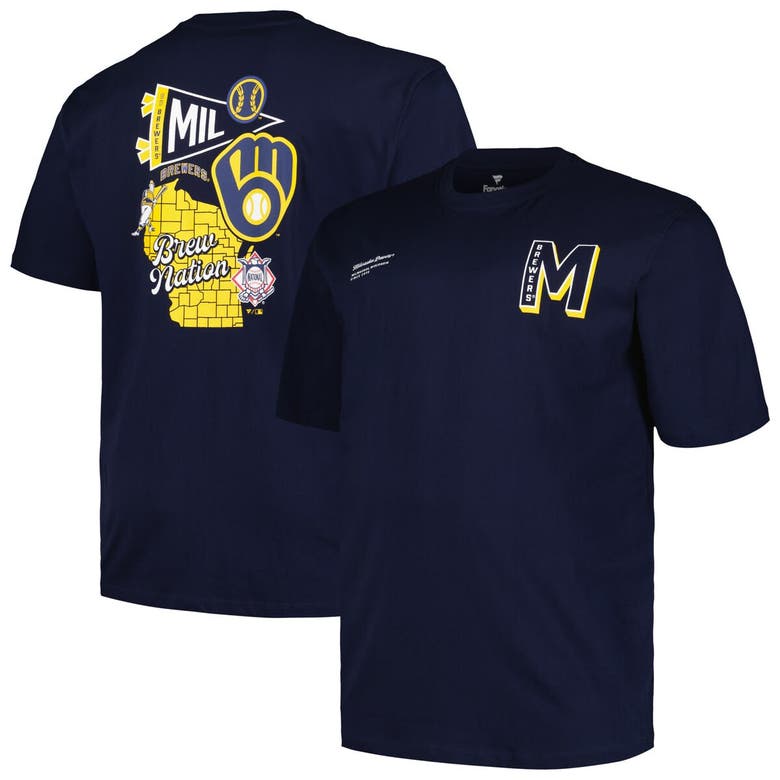 Shop Profile Navy Milwaukee Brewers Big & Tall Split Zone T-shirt