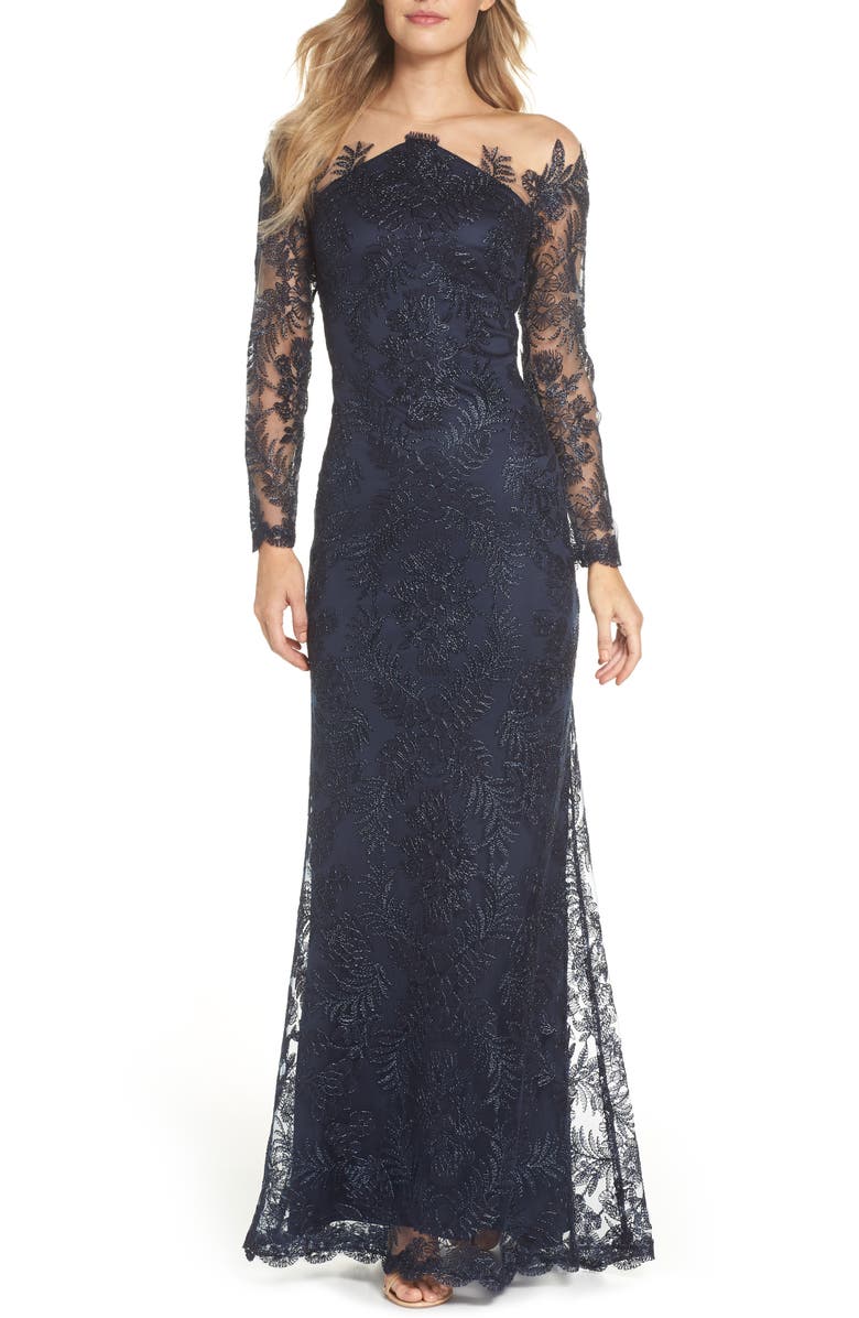 Tadashi Shoji Embroidered Off the Shoulder Lace Gown | Nordstrom