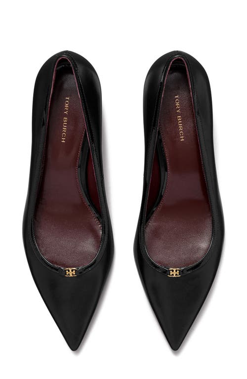 Shop Tory Burch Double T Buckle Kitten Heel Pump In Perfect Black/perfect Black