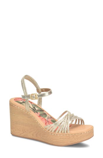 B O C By Børn Catalina Platform Wedge Sandal In Champagne Metalic