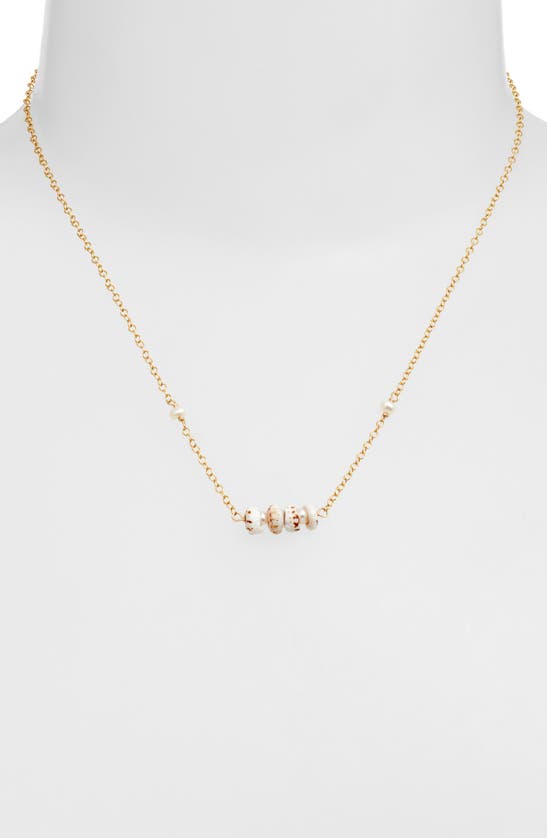 Ki-ele Michelle Dainty Shell & Freshwater Pearl Necklace In Gold