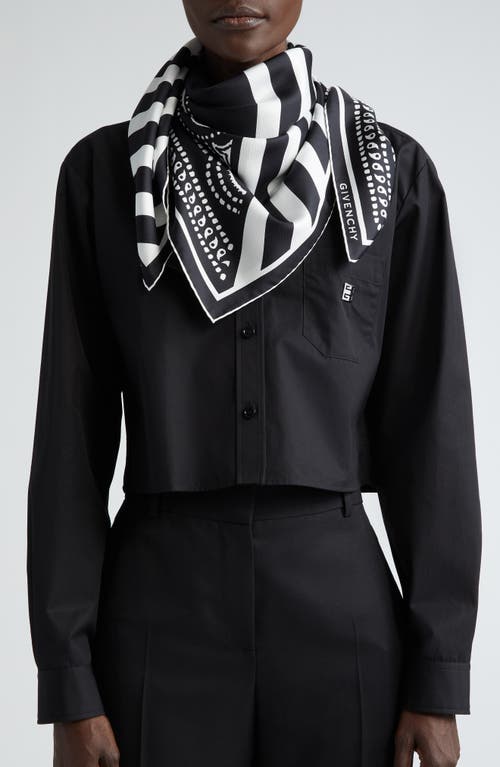 Shop Givenchy Stripe & Bandana Print Silk Scarf In 1-black/white