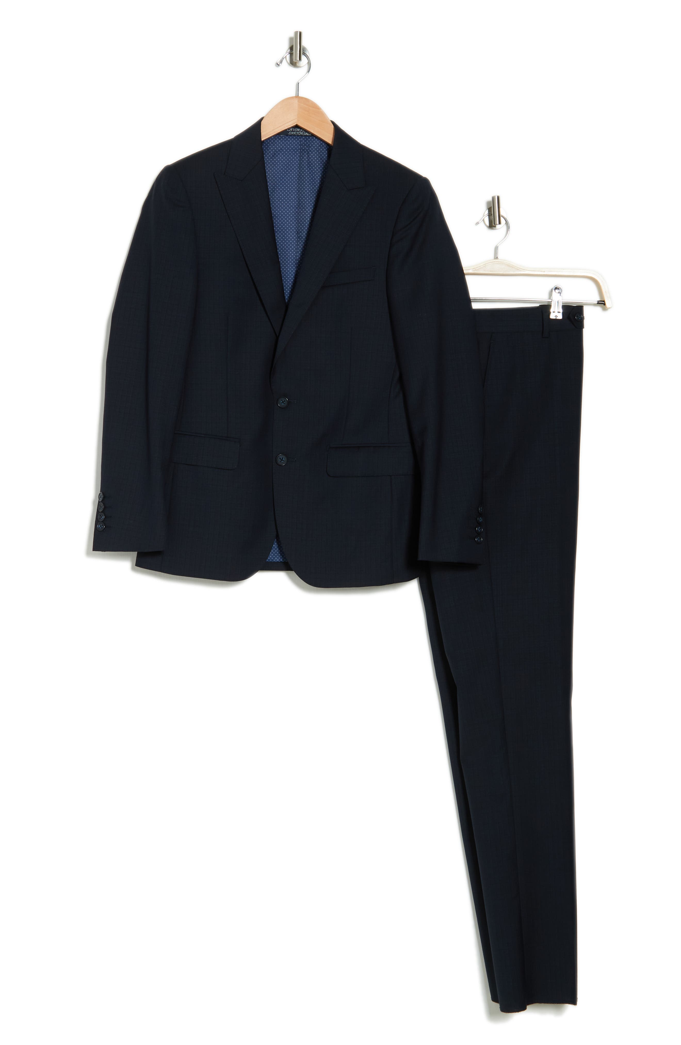 Mens 44R Raphael Men's Regular Classic Fit Dark Blue 2 Button Mens Suit