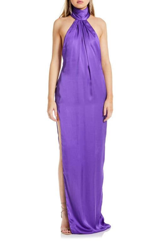 Sidrit Halter Satin Gown in Grape