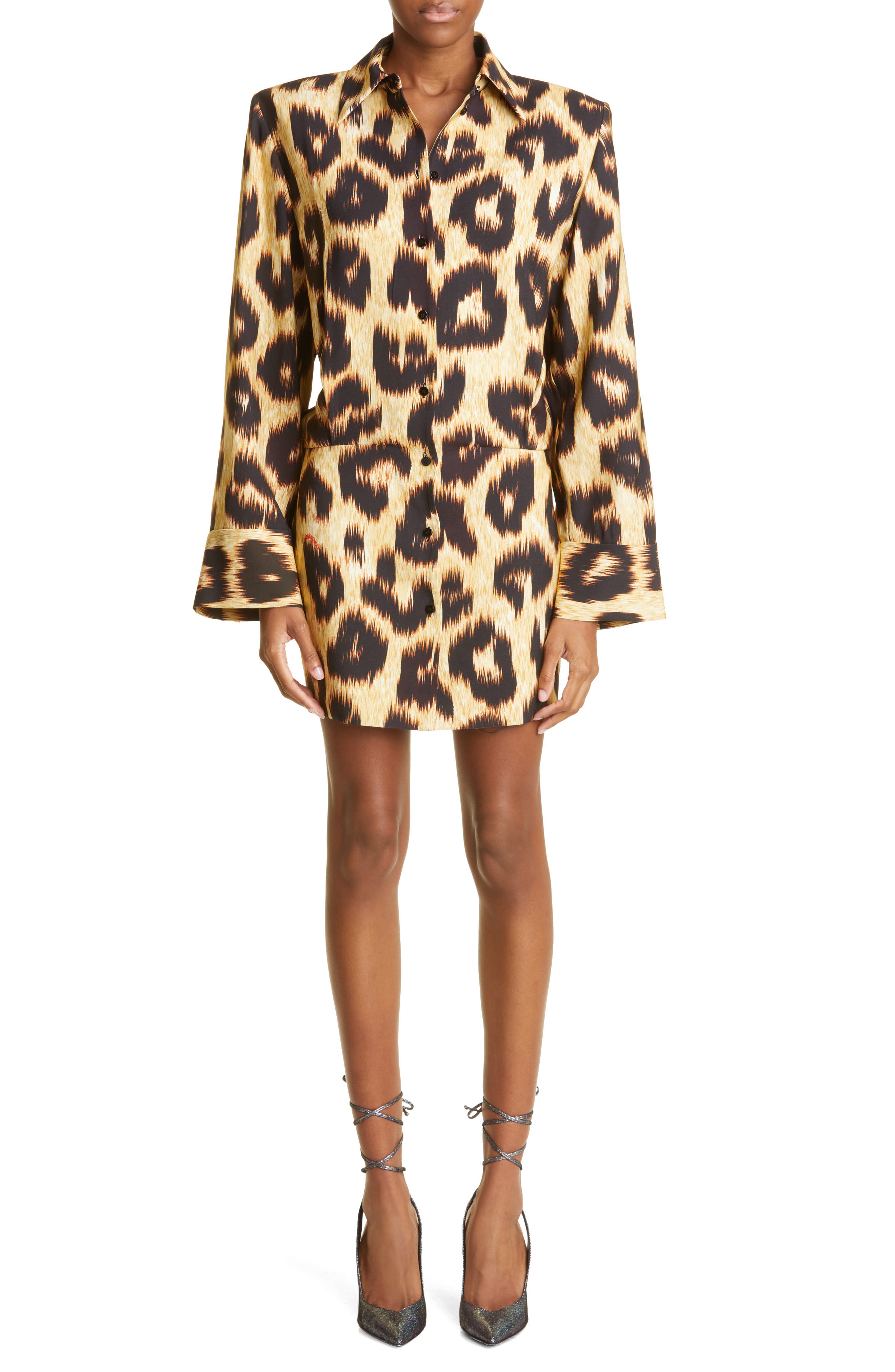 Womens Dresses The Attico Dresses The Attico Margot Leopard-print Twill Minidress 