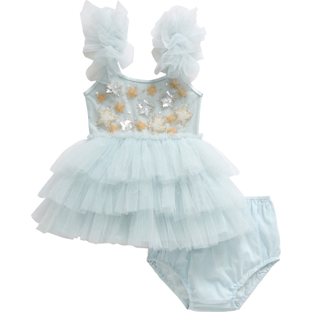 Tutu Du Monde Starry Delight Ruffle Party Dress & Bloomers In Illusion Blue