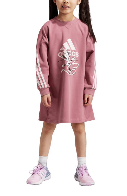 Shop Adidas Originals Adidas X Disney Kids' Minnie Mouse Long Sleeve T-shirt Dress In Crimson/pink Metallic/pink