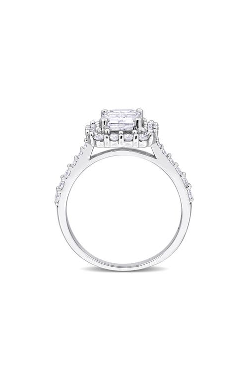 Delmar Octagon Moissanite Ring In White Silver