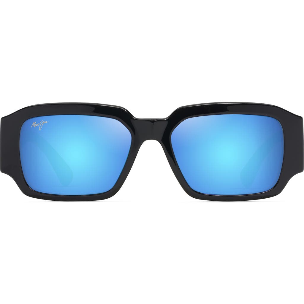 Maui Jim Kupale 55mm Gradient Polarizedplus2® Rectangular Sunglasses In Black
