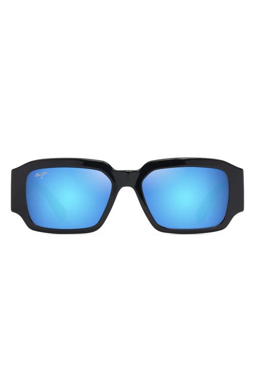 Kupale 55mm Gradient PolarizedPlus2 Rectangular Sunglasses in Shiny Black