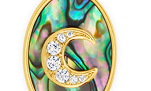Sterling Forever Carrie Cubic Zirconia Abalone Night Sky Pendant Necklace In Gold