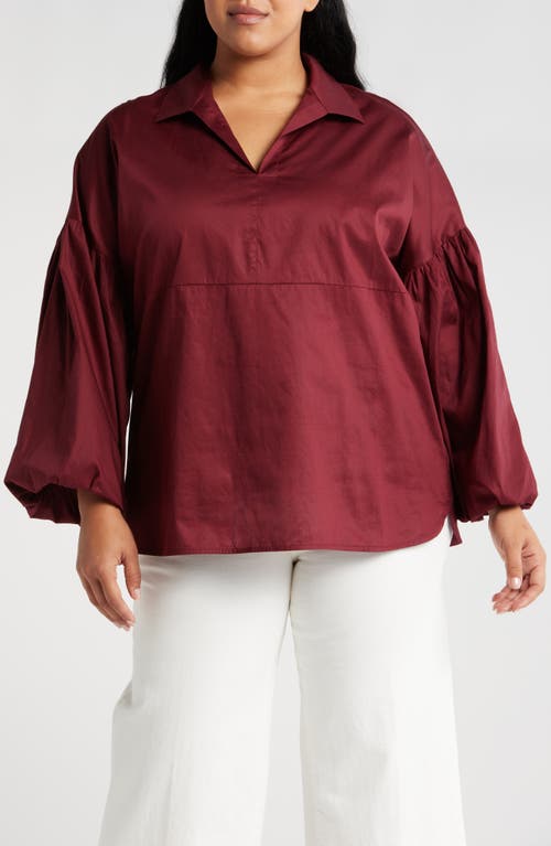 Canari Split Neck Top in Burgundy