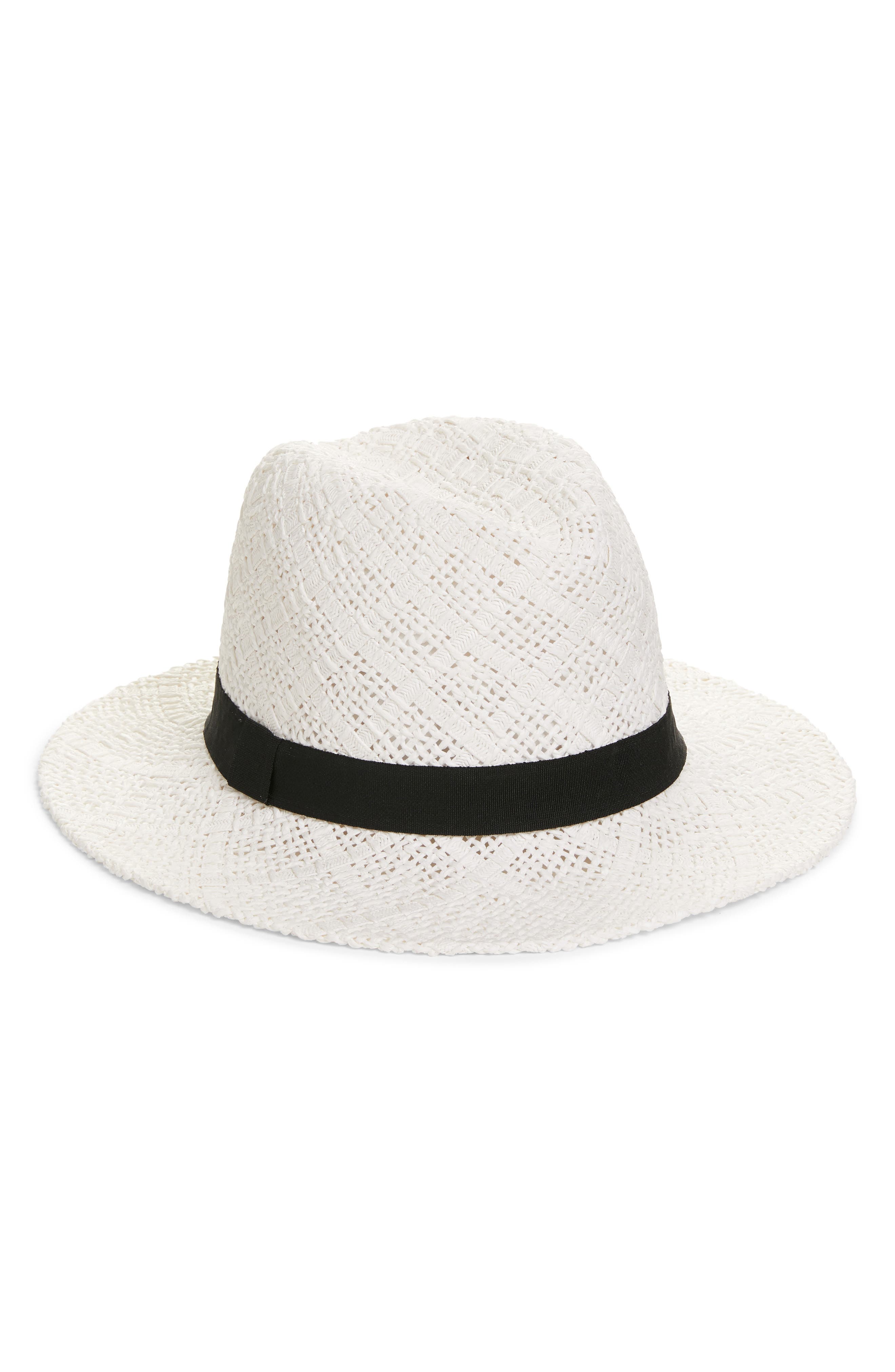 Halogen Novelty Weave Panama Hat In White Combo