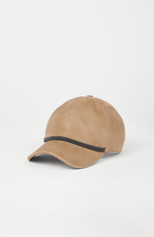 Shop Brunello Cucinelli Suede Baseball Cap In Light Brown