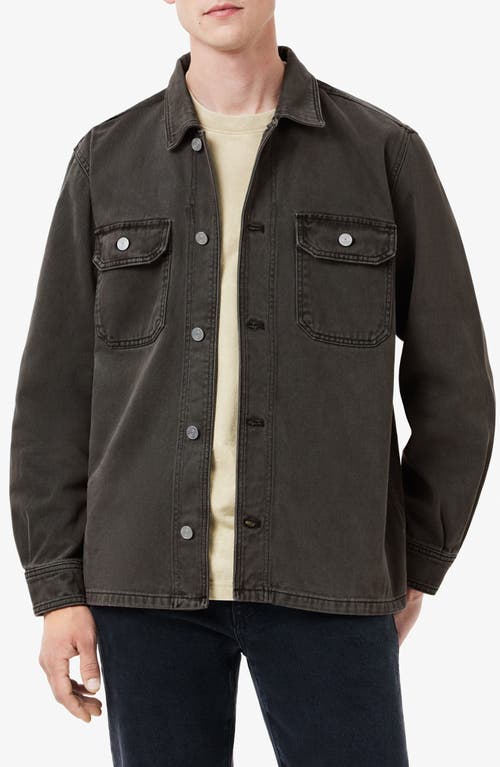 Shop Lacoste Oversize Cotton Denim Button-up Overshirt In Eco Noir