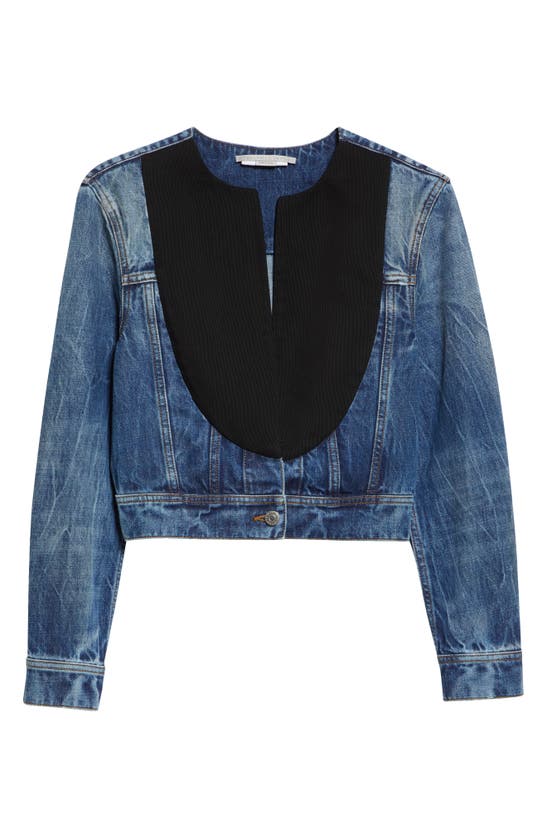 Shop Stella Mccartney Tuxedo Panel Denim Jacket In 4156 - Blue And Tuxedo