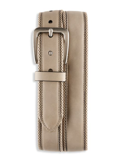 Columbia Leather Mesh-lined Belt In Taupe
