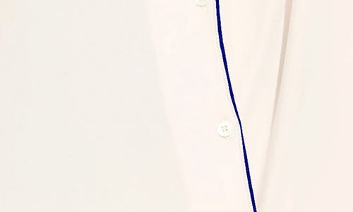 Eberjey Gisele Short Sleeve Jersey Knit Pajamas In Pure Ivory/ Navy