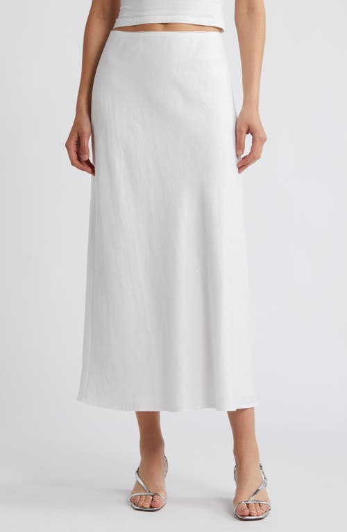 Layla Linen Maxi Skirt in White