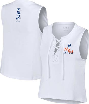 Women's WEAR by Erin Andrews White New York Mets Lace-Up Tank Top
