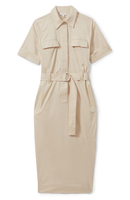 Shop Reiss Aime Belted Shirtdress In Stone