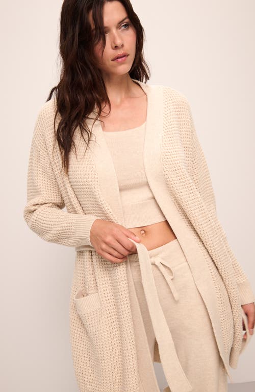 Eberjey Cotton Blend Belted Cardigan In Oat