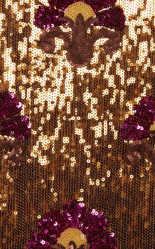 La Doublej Embellished Super Swing Dress In Textured Sequins Rust