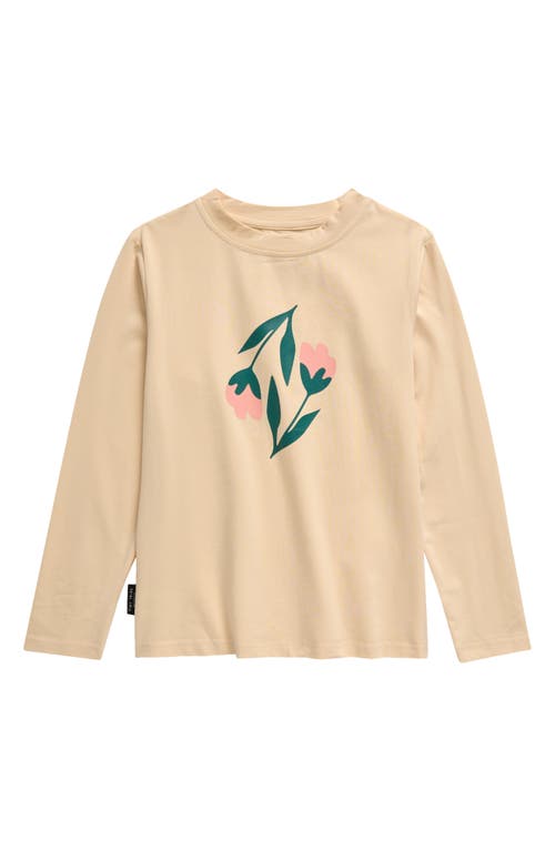 Shop Tiny Tribe Kids' Floral Long Sleeve Cotton Graphic T-shirt In Cream