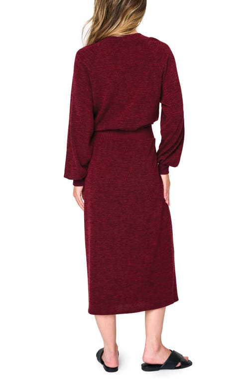 Shop Gibsonlook Long Sleeve Sweater Dress In Red Wine