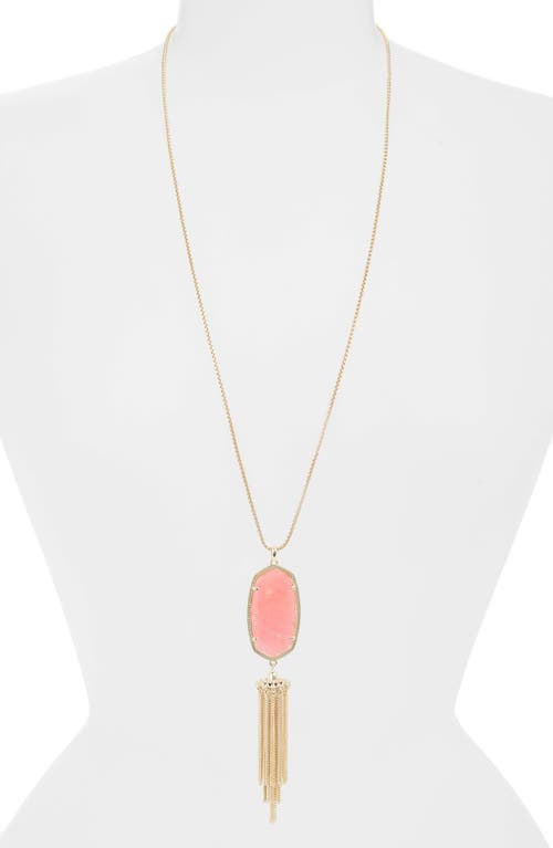 Kendra Scott Rayne Pendant Necklace in Gold/irid Coral Ilssn