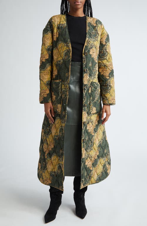 Shop Ulla Johnson Theo Quilted Silk Coat In Alpine