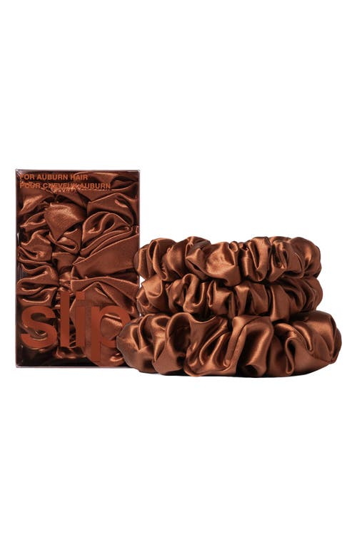 Slip 3-pack Large & Small Silk Scrunchie Set In Auburn