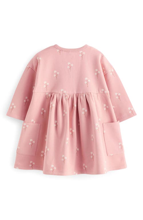 Shop Next Kids' Floral Long Sleeve Sweatshirt Dress In Pink