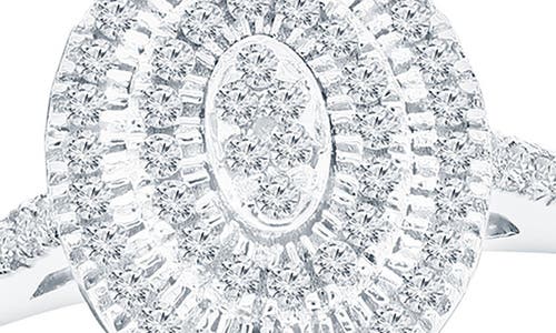 Simona Sterling Silver Diamond Oval Ring In Silver