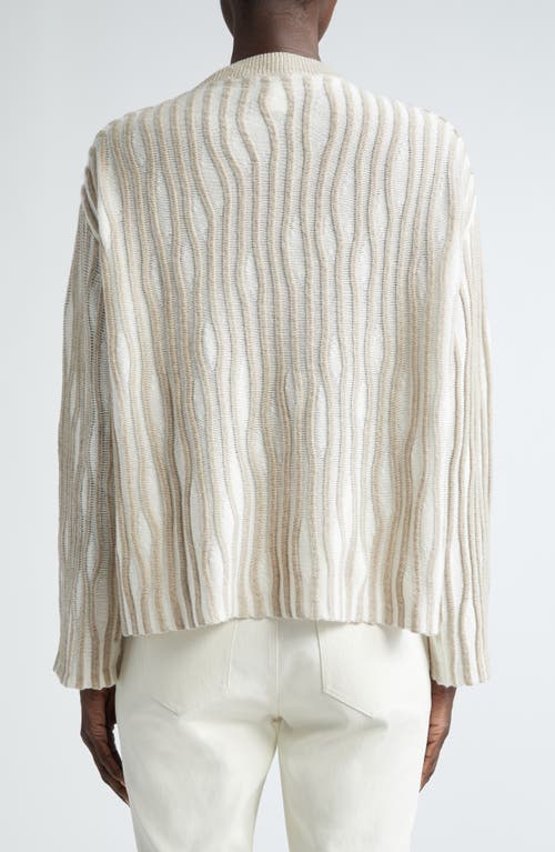 Shop Lafayette 148 New York Texture Stripe Crewneck Sweater In Cloud Multi