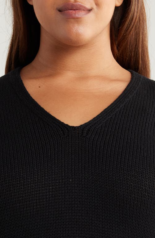 Shop Eileen Fisher Organic Cotton V-neck Sweater In Black