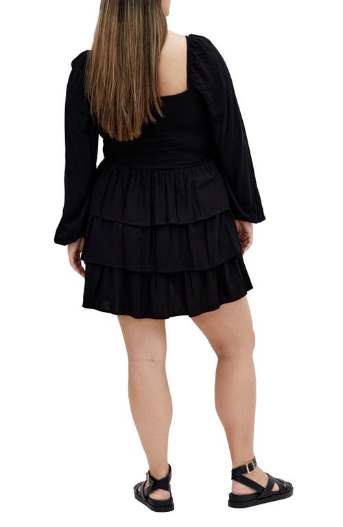 Shop City Chic Dahlia Long Sleeve Minidress In Black