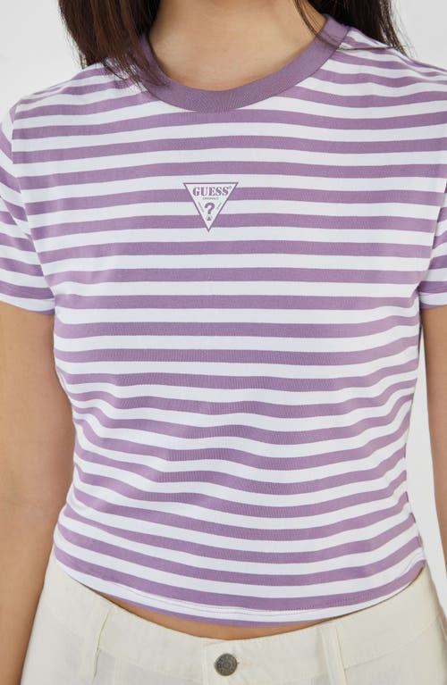 Shop Guess Originals Go Core Stripe Baby Tee In Lux Orchid Multi