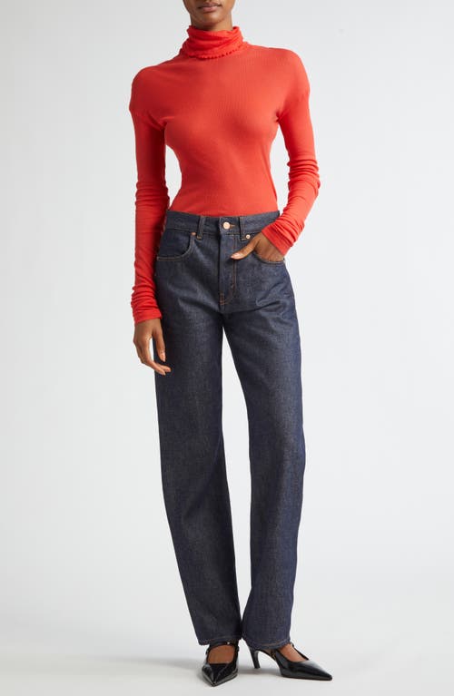 Bite Studios Curved Organic Cotton Straight Leg Jeans In Dark Blue Wash
