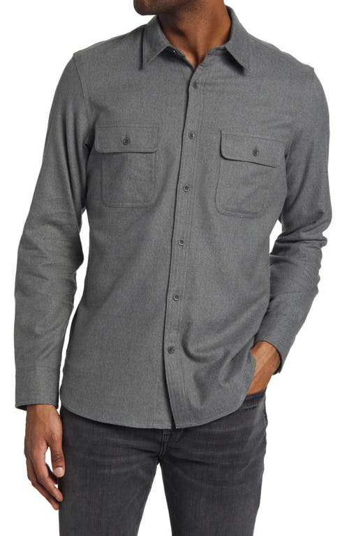 Treasure & Bond Grindle Trim Fit Flannel Button-Down Shirt in Grey Charcoal Grindle