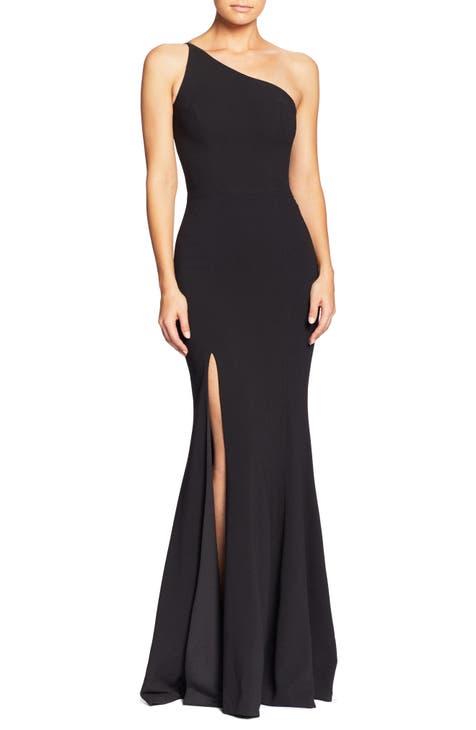 Amy One-Shoulder Crepe Gown